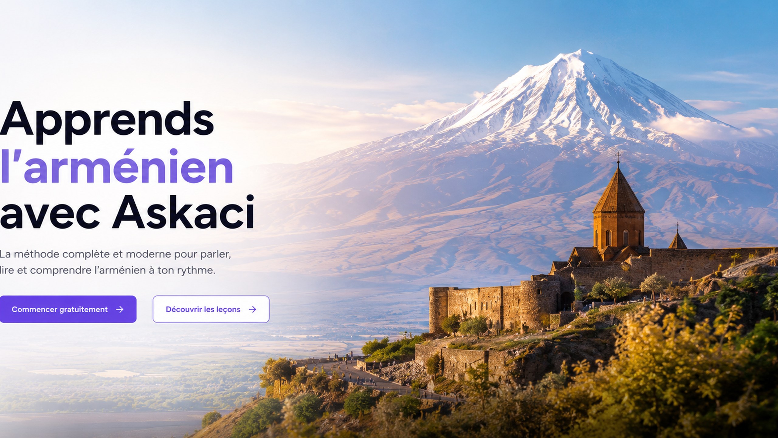 Mont Ararat et monastère arménien au lever du soleil